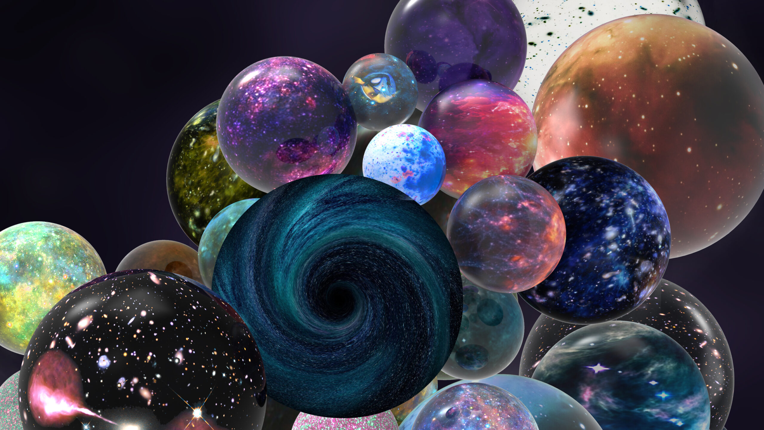 Rappresentazione artistica del multiverso INFN - 1 aprile 2025