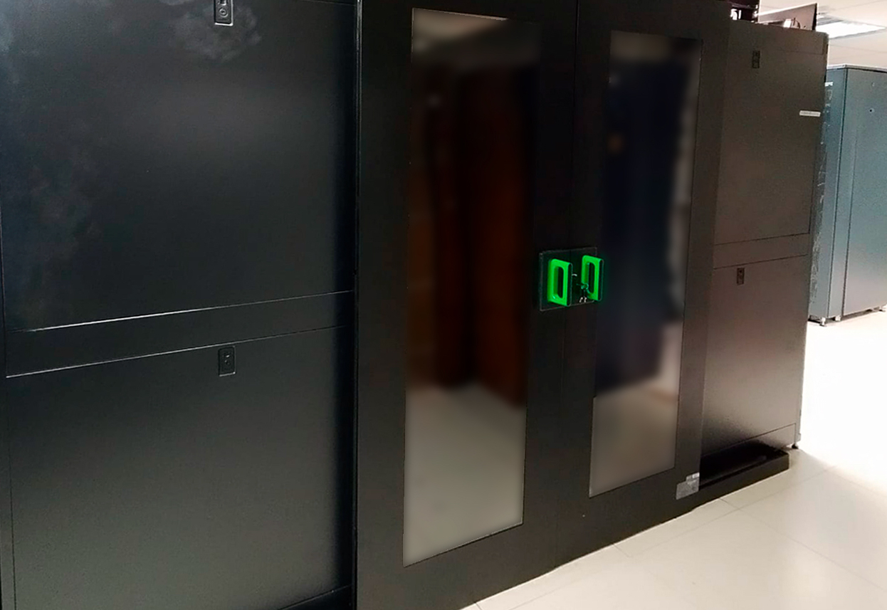 Hot aisle of the machine room at the INFN Turin computing center.