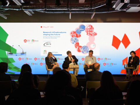 Research infrastructures shaping the future. Driving knowledge and innovation for tomorrow's communities. Un momento dell'evento pubblico ospitato dal Padiglione Italia a Expo2025 Osaka