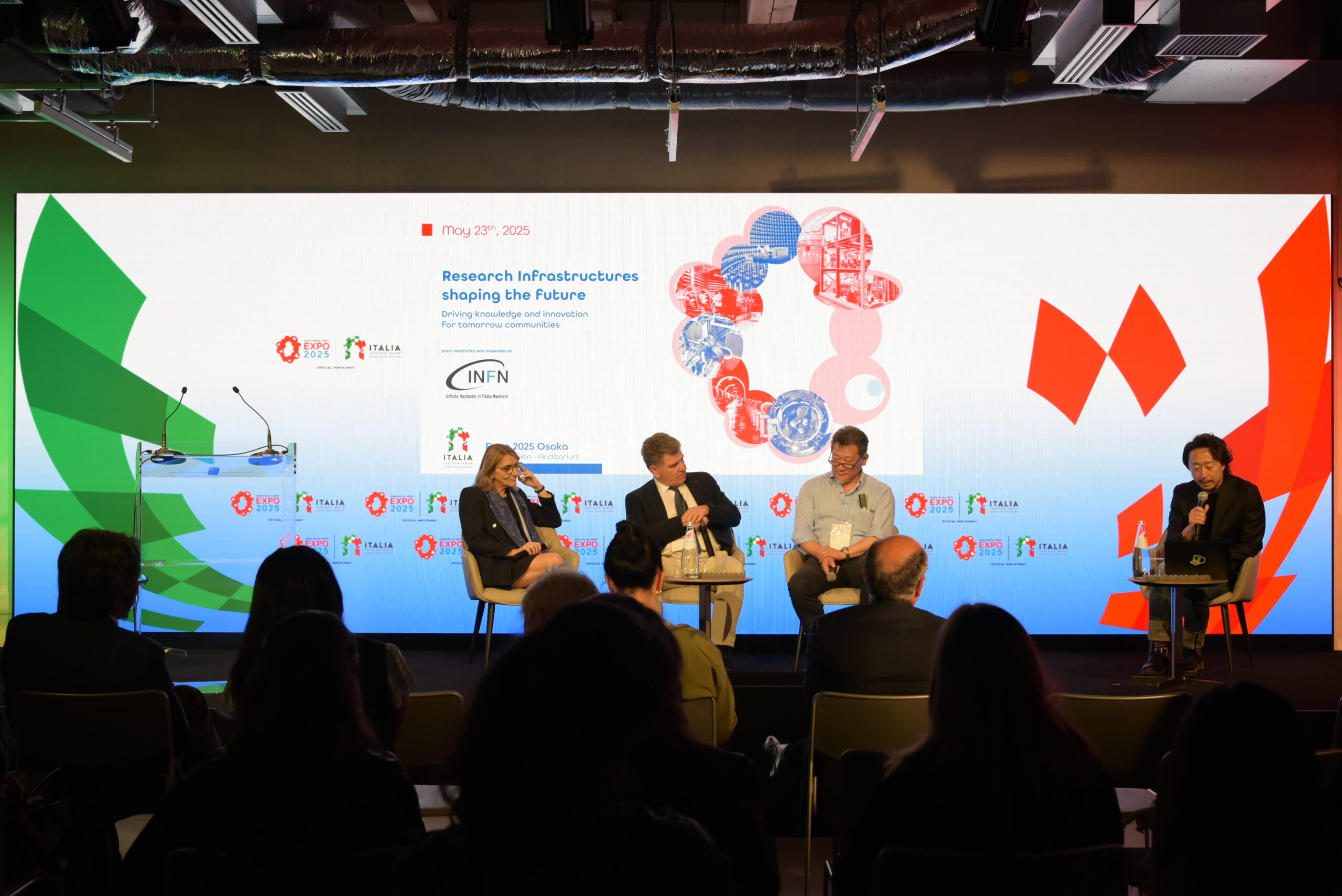 Research infrastructures shaping the future. Driving knowledge and innovation for tomorrow's communities. Un momento dell'evento pubblico ospitato dal Padiglione Italia a Expo2025 Osaka