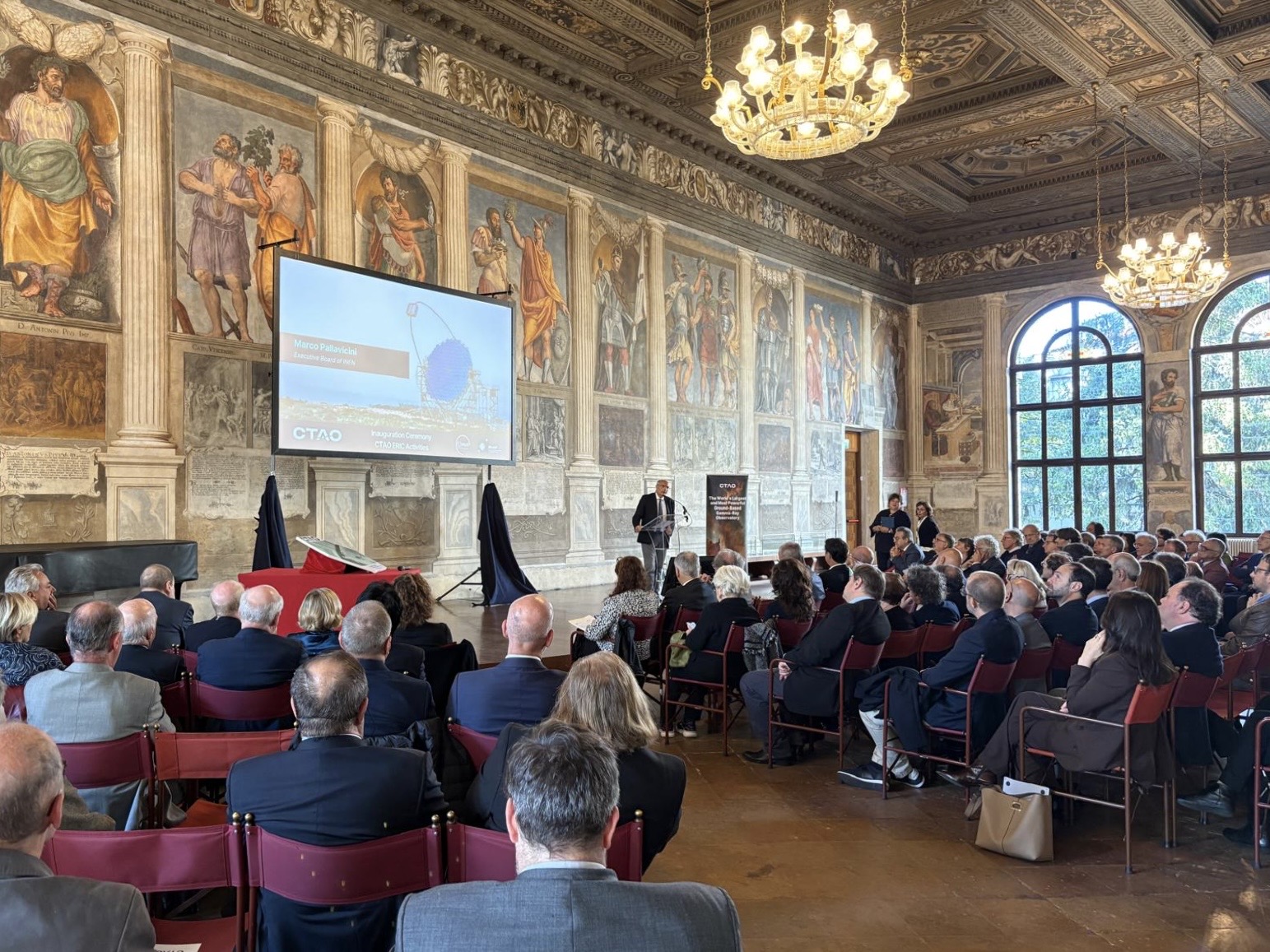 La cerimonia di inaugurazione dell'ERIC Cherenkov Telescope Array Observatory (CTAO), presso la Sala dei Giganti dell’Università di Padova