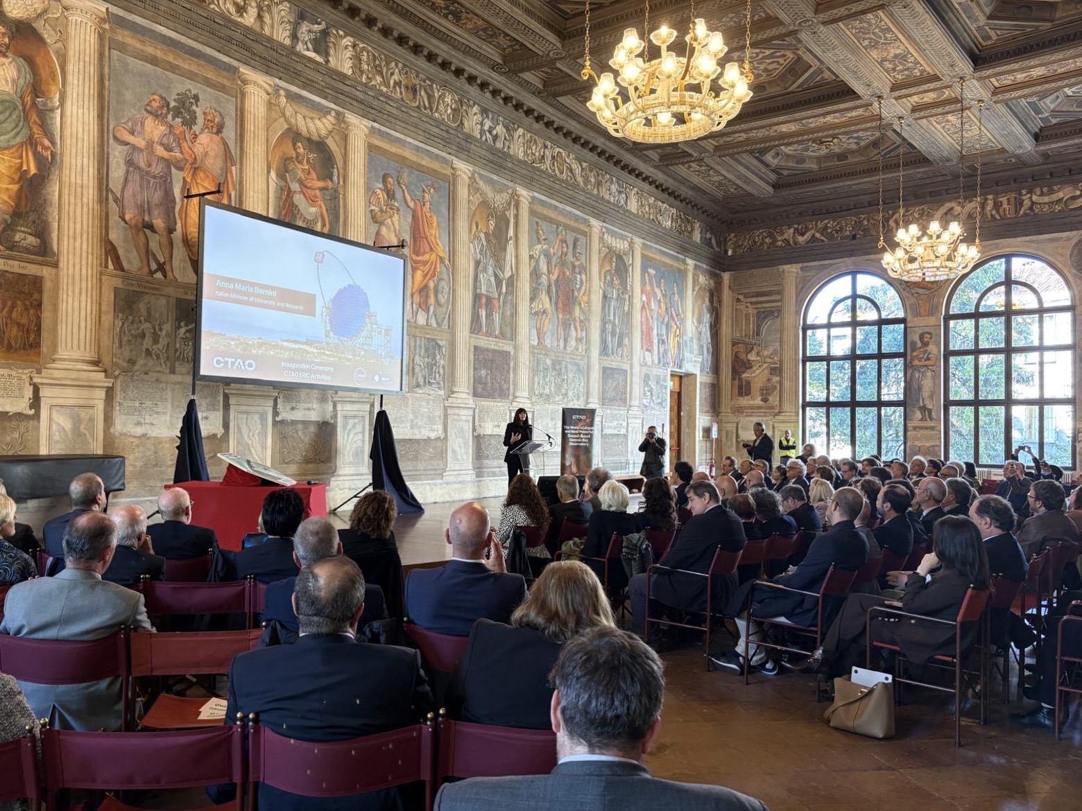 La cerimonia di inaugurazione dell'ERIC Cherenkov Telescope Array Observatory (CTAO), presso la Sala dei Giganti dell’Università di Padova
