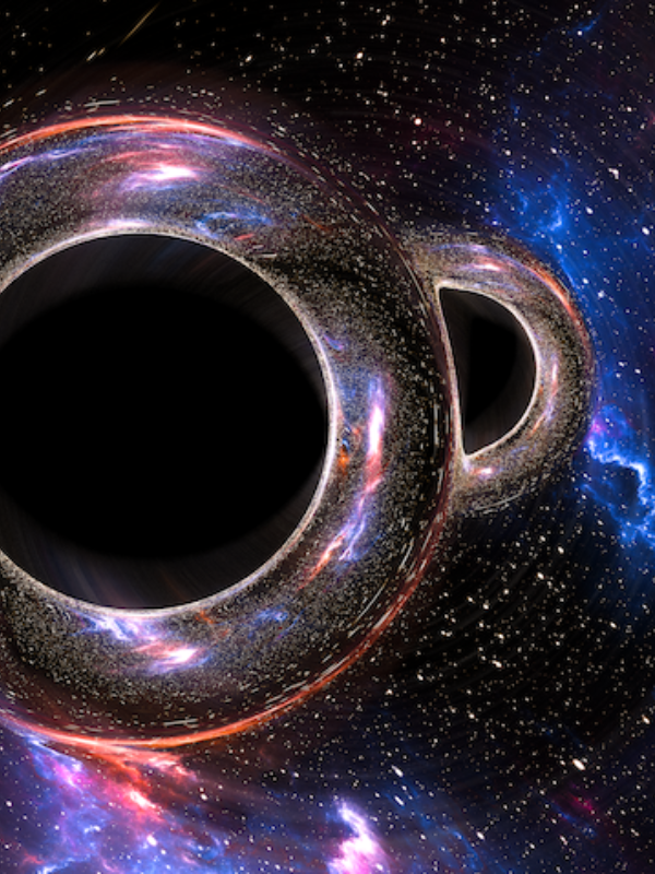 Artistic representation of the merger of two black holes