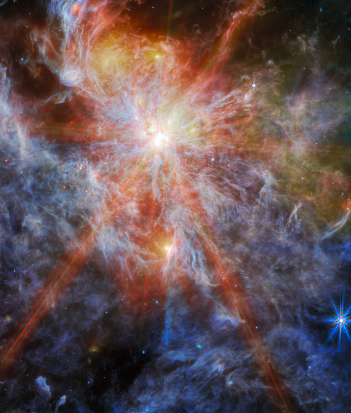 Image of the star-forming region N79 taken with MIRI, the James Webb Space Telescope's mid-infrared instrument. Credits: ESA/Webb, NASA & CSA, M. Meixner