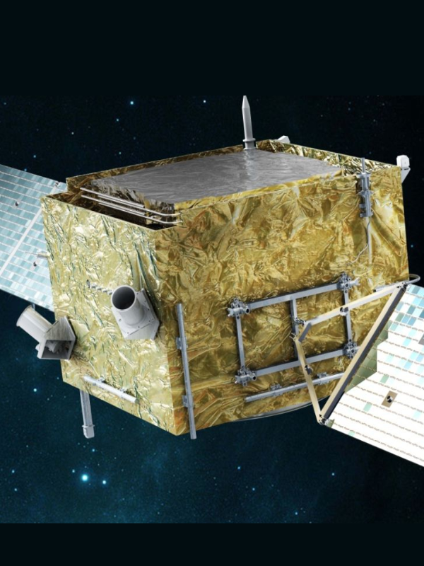 Rappresentazione artistica del satellite DAMPE ©DAMPE collaboration