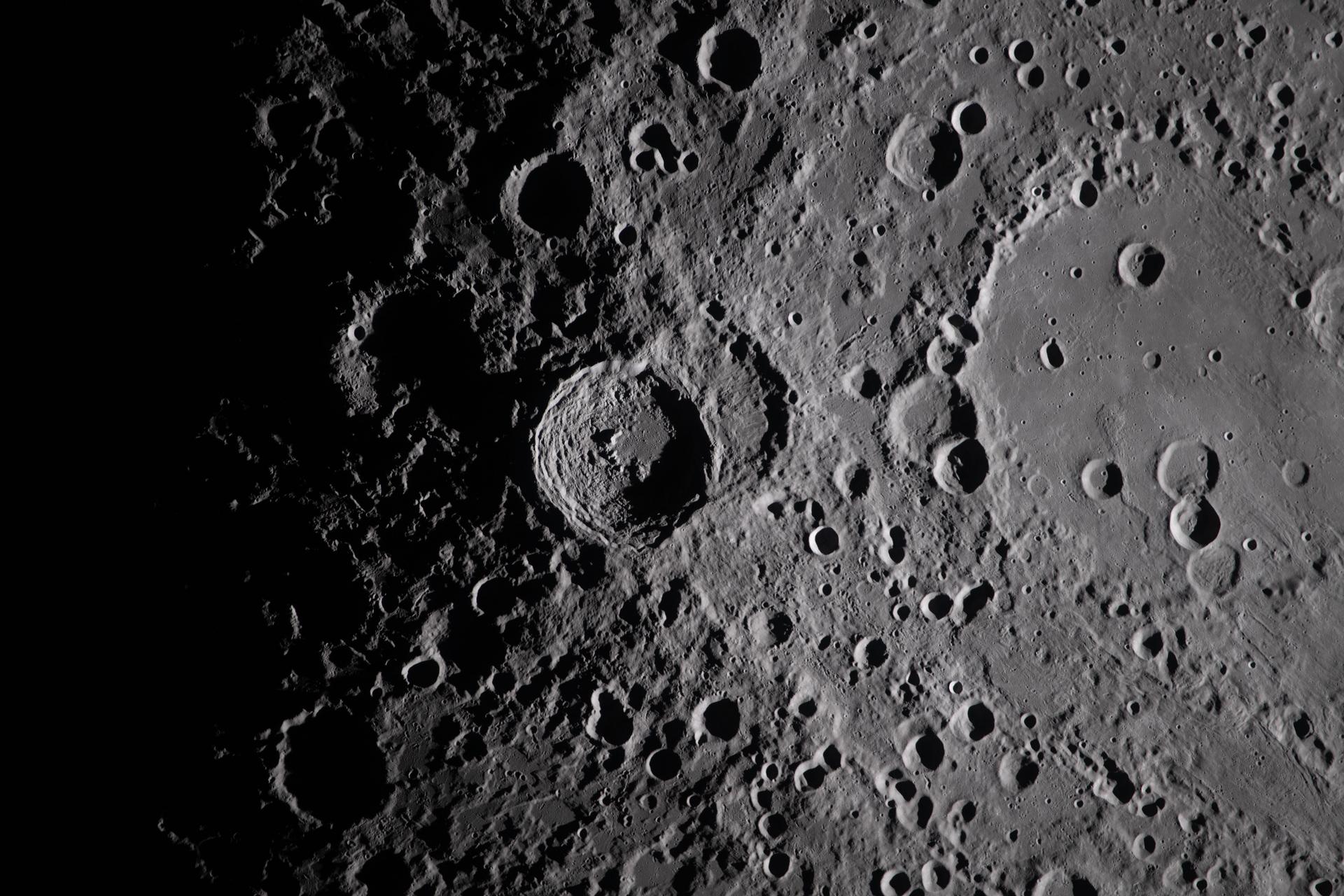 April 6, 2026 - A close-up view taken by the Artemis II crew of the moon surface. Credi NASA