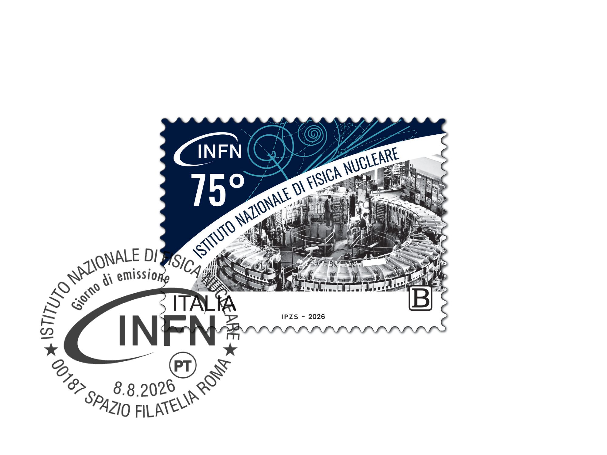 immagine del francobollo INFN 75 anni
