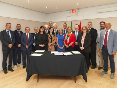 I rappresentanti delle istituzioni italiane e canadesi che hanno partecipato all'evento “Building quantum bridges: Italy - Canada partnership for the quantum future” a Toronto.